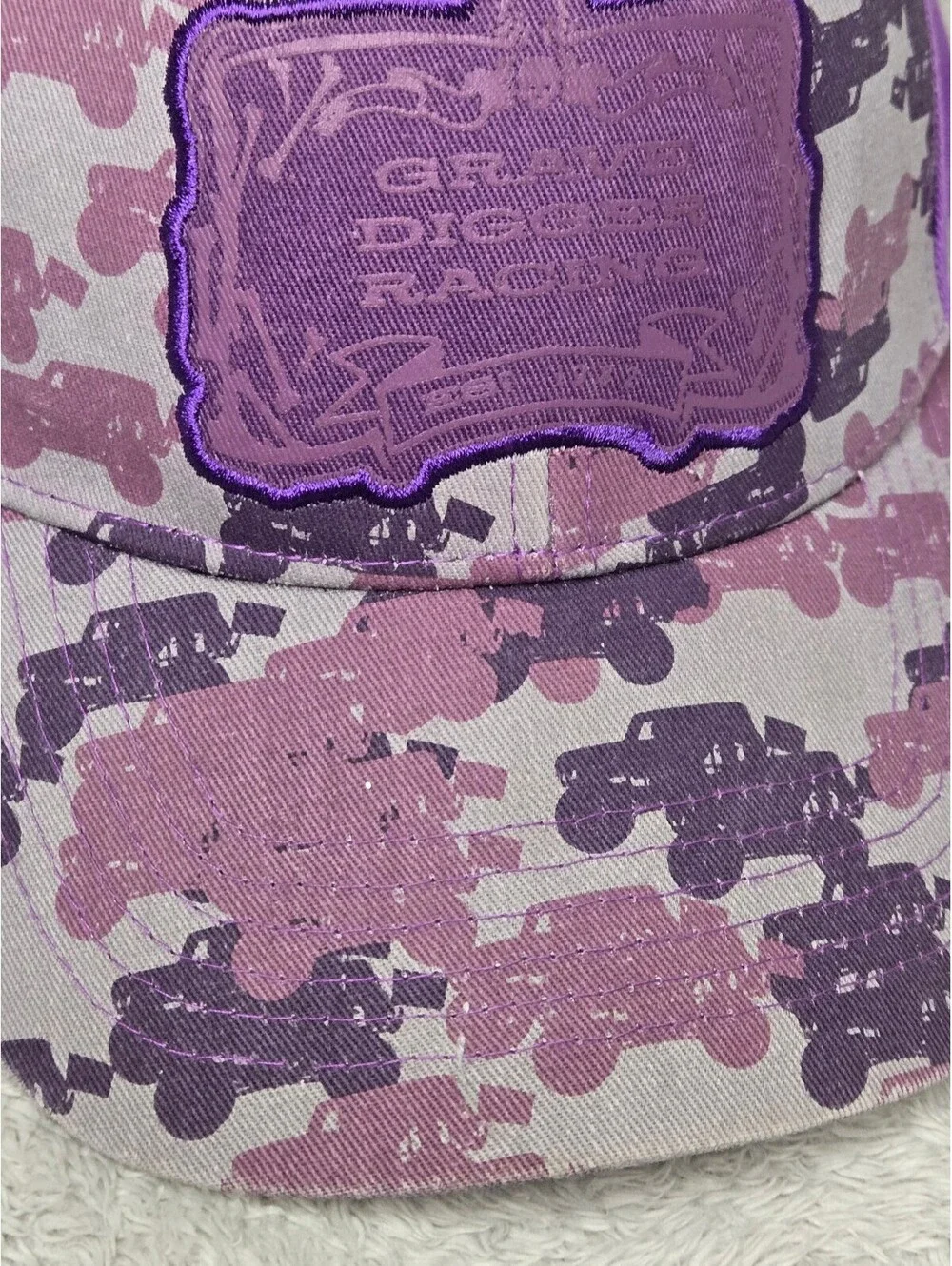 Monster Jam Grave Digger Racing Purple Camo Snapback Hat Cap Adjustable